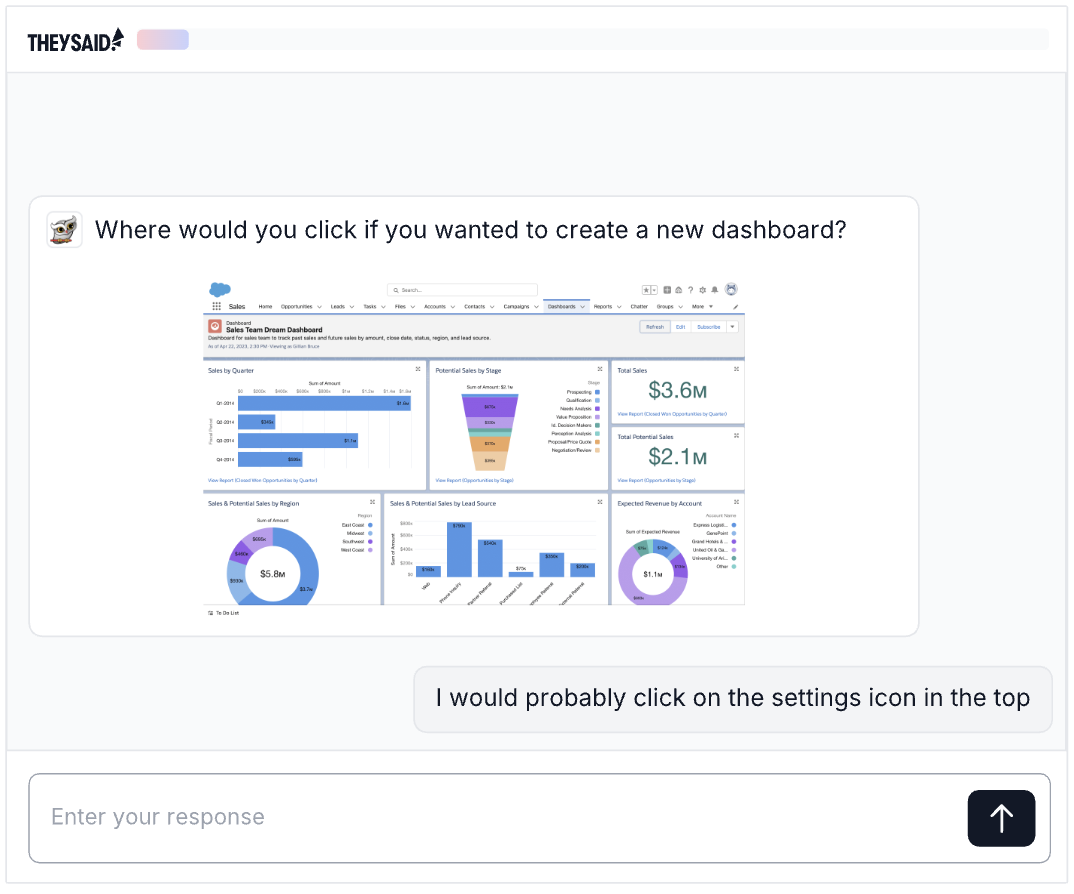 AI User Tests Interface showing a dashboard usability test